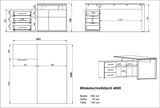 Technische Zeichnung eines Winkelschreibtischs mit Maßen: Breite 160 cm, Höhe 76 cm, Tiefe 145 cm. Perspektive von oben und seitlich.