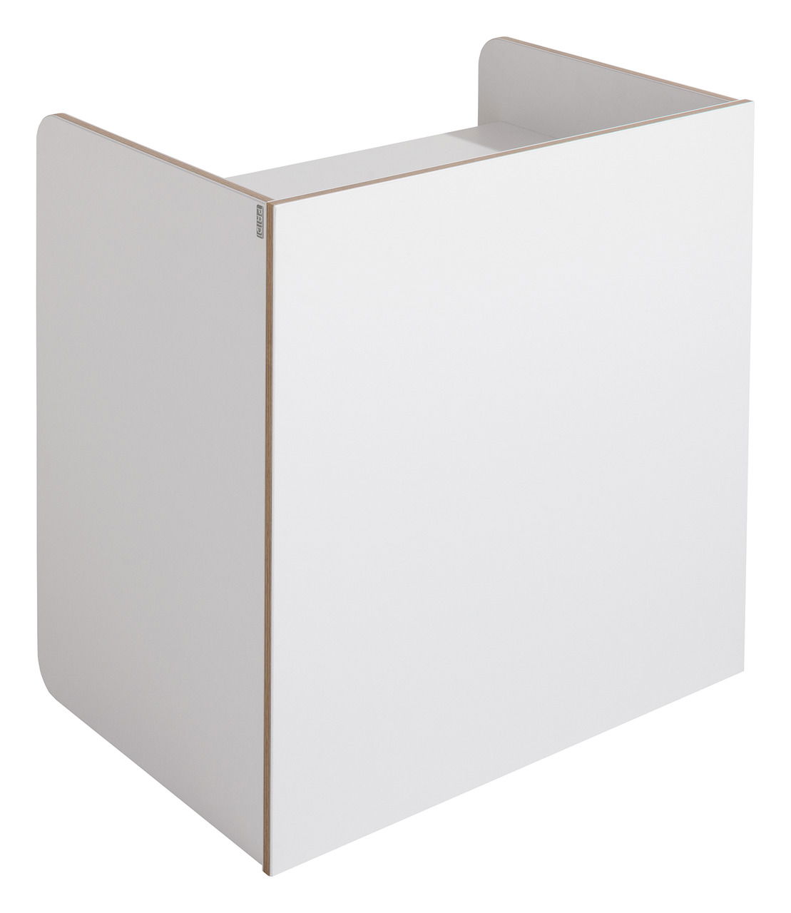 Weißer Kindertisch aus Holz, seitliche Perspektive