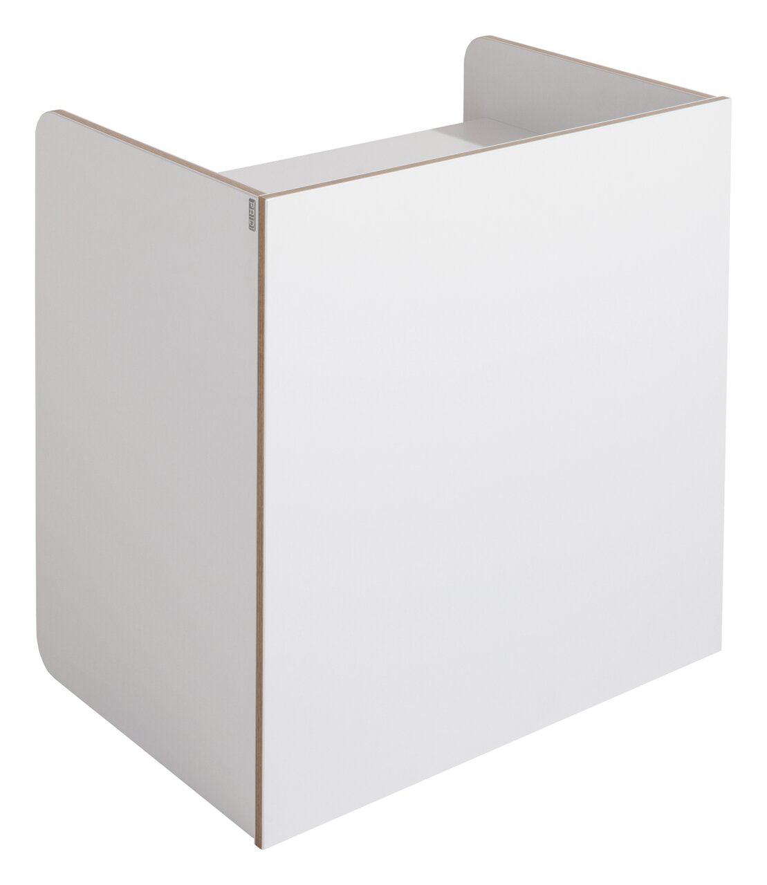 Weißer Kindertisch aus Holz, seitliche Perspektive