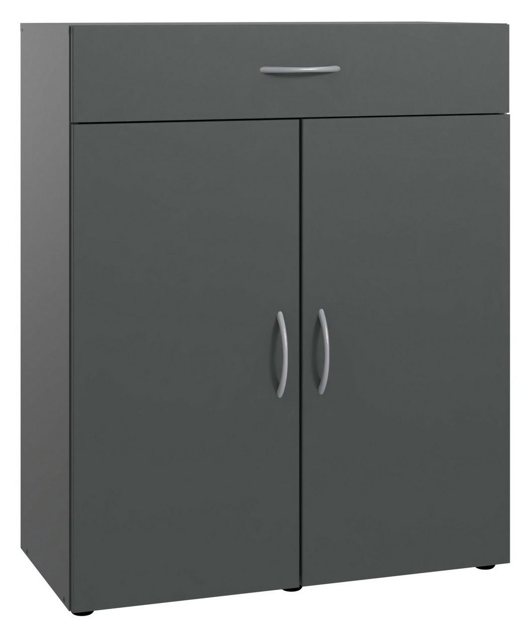 XORA Schuhschrank MULTIRAUMKONZEPT Schuhschrank in dunklem Grau mit zwei Türen und einer Schublade, Frontalansicht