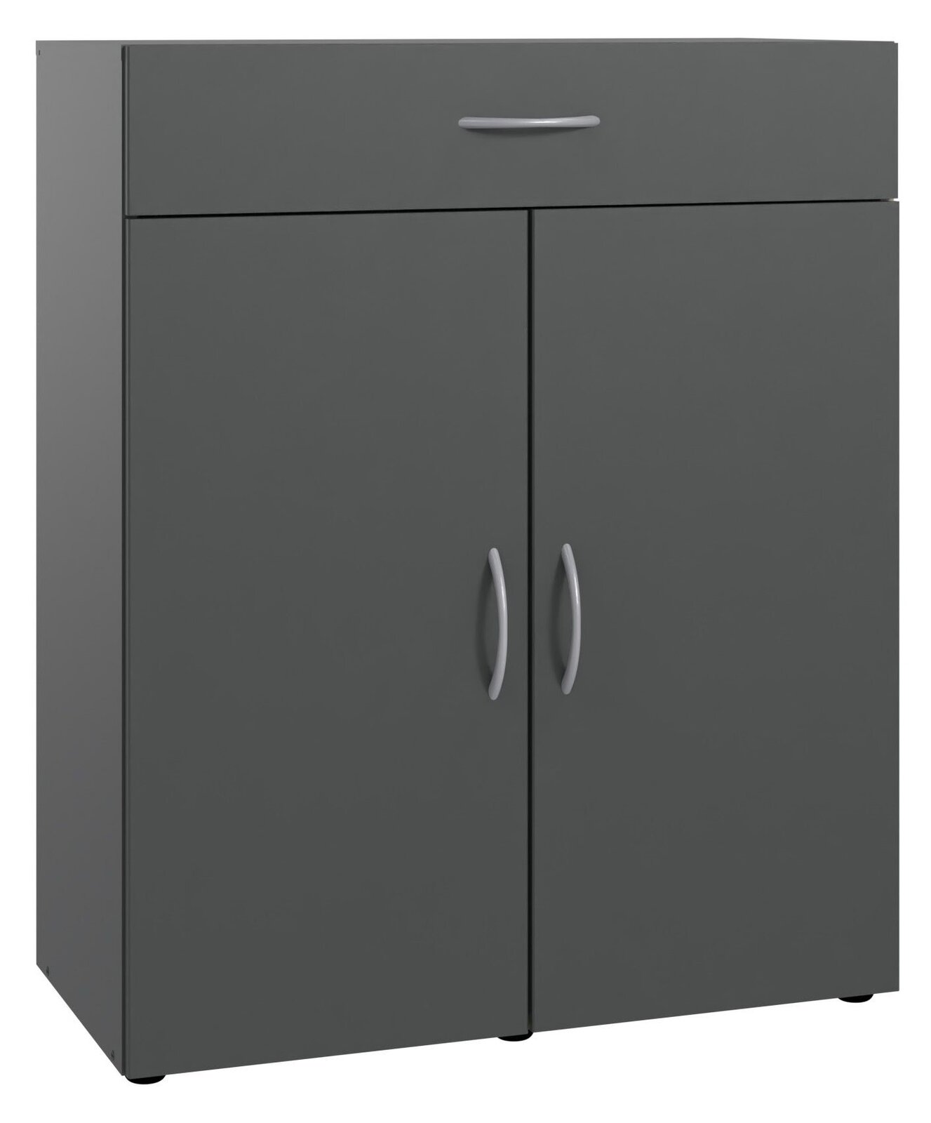 XORA Schuhschrank MULTIRAUMKONZEPT Schuhschrank in dunklem Grau mit zwei Türen und einer Schublade, Frontalansicht