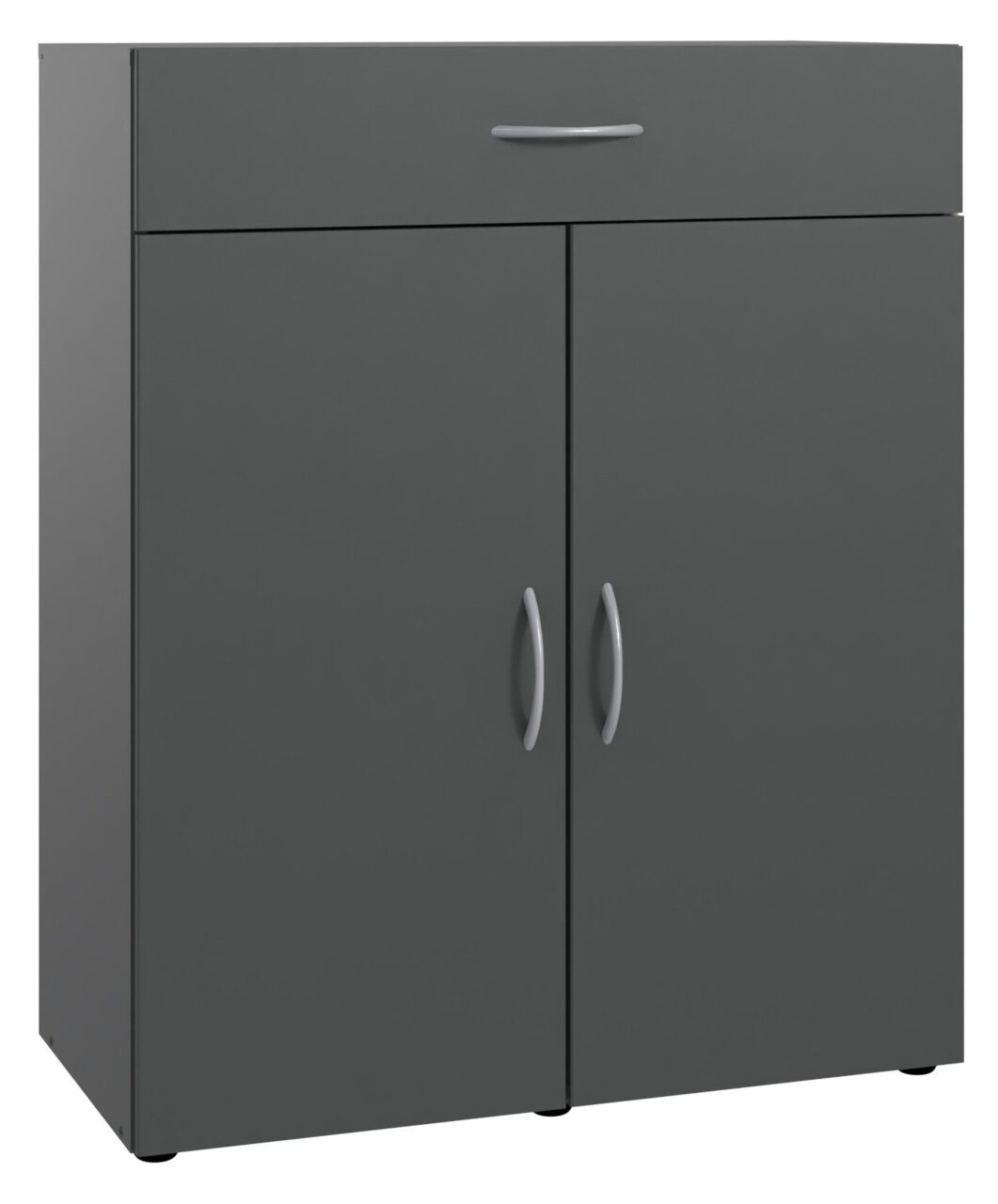 XORA Schuhschrank MULTIRAUMKONZEPT Schuhschrank in dunklem Grau mit zwei Türen und einer Schublade, Frontalansicht