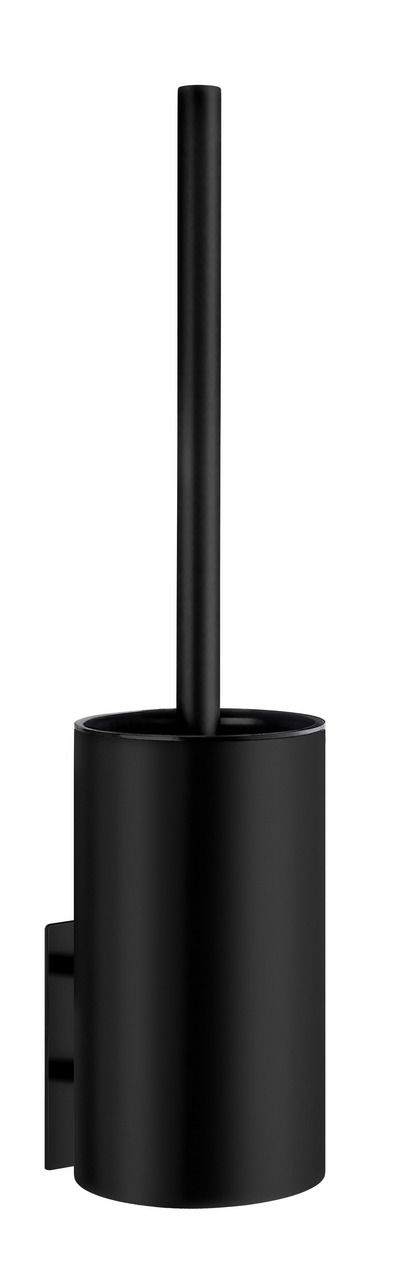Schwarze WC-Bürste aus Edelstahl, seitliche Perspektive