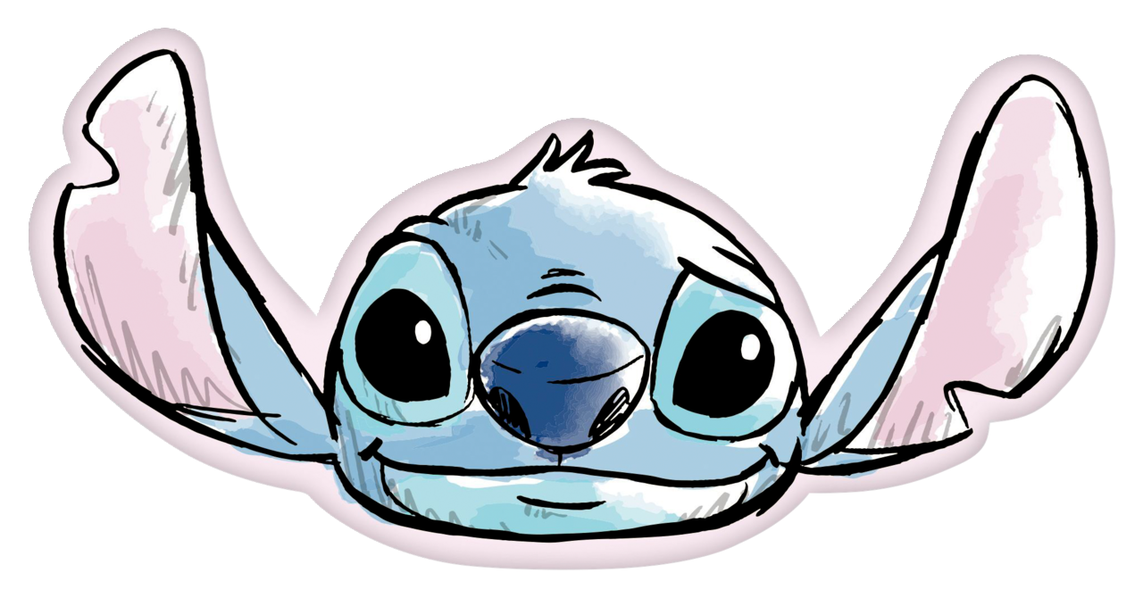 Disney Stich Formkissen STITCH Niedliches, blaues Cartoon-Charaktergesicht mit großen Ohren, Frontalansicht