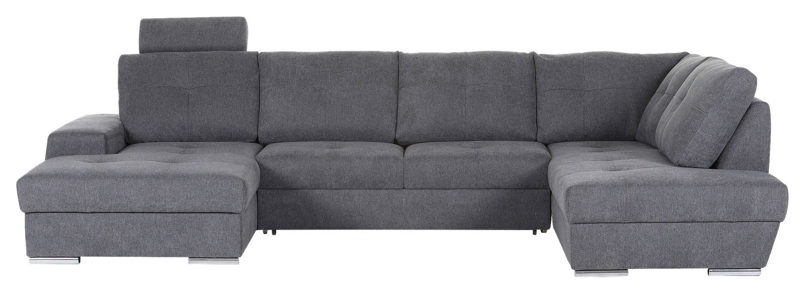 Graues Ecksofa mit Ottomane links, Frontalansicht