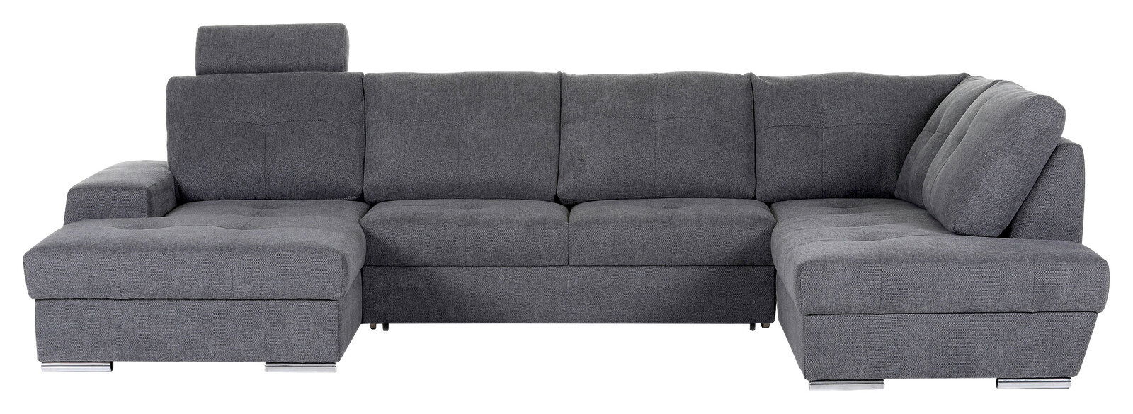 Graues Ecksofa mit Ottomane links, Frontalansicht