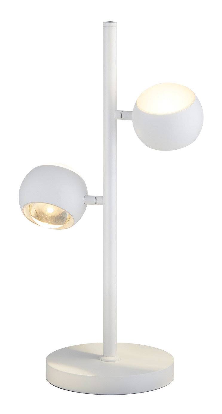 Musterring Tischleuchte CANNON Moderne Tischleuchte CANNON mit zwei verstellbaren Leuchtköpfen in Weiß, seitliche Perspektive