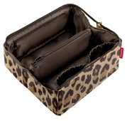 Leopardenmuster-Tasche mit mehreren Fächern, von oben betrachtet