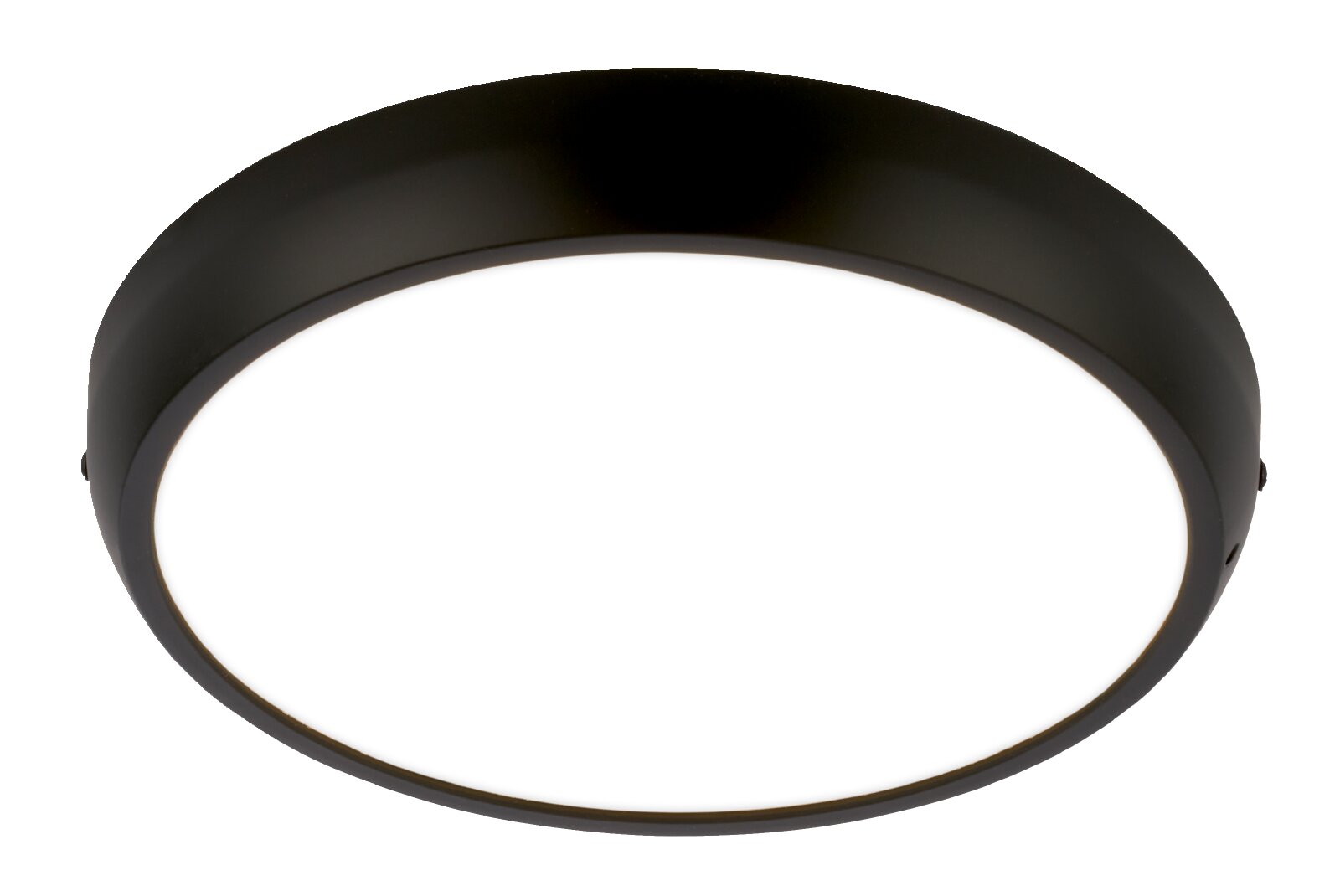 Briloner LED-plafondlamp NAVARO Ronde zwarte LED plafondlamp met witte diffuser, gezien schuin van onderen (onderaanzicht)