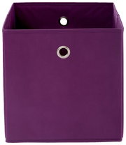 Lila Stoffbox mit Metallösen, frontale Ansicht