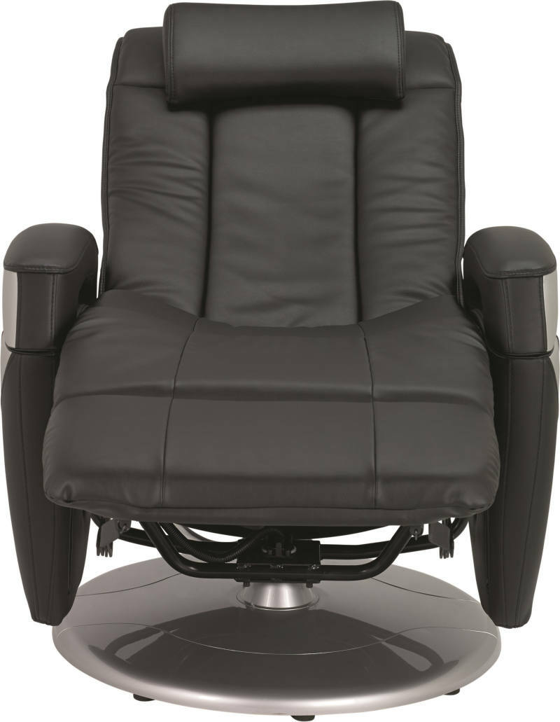 Schwarzer Massagesessel aus Leder, Frontalansicht