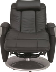 Schwarzer Massagesessel aus Leder, Frontalansicht