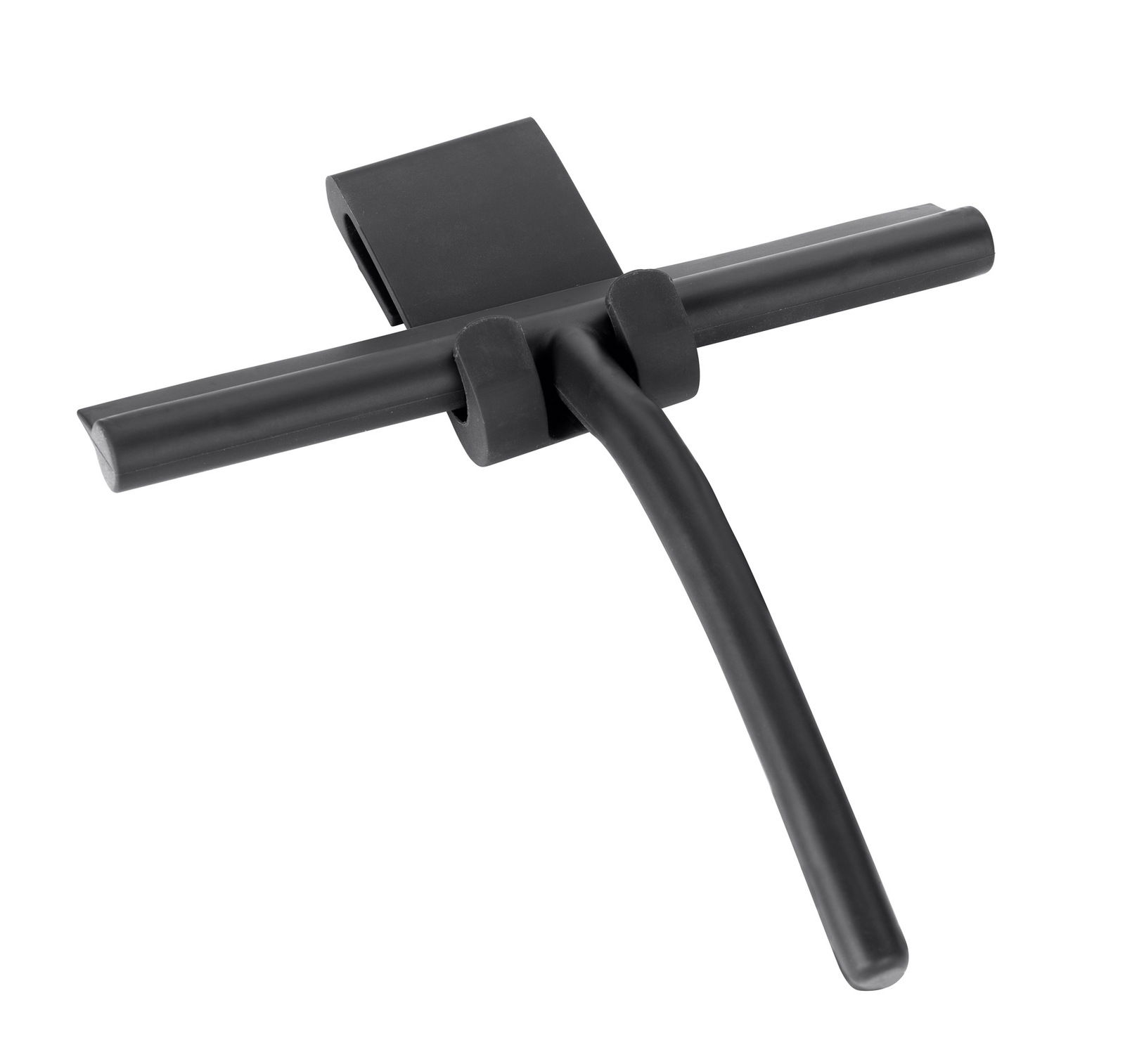 Schöner Wohnen Badezimmerwischer Schwarzer Badezimmerwischer aus Silikon in seitlicher Perspektive