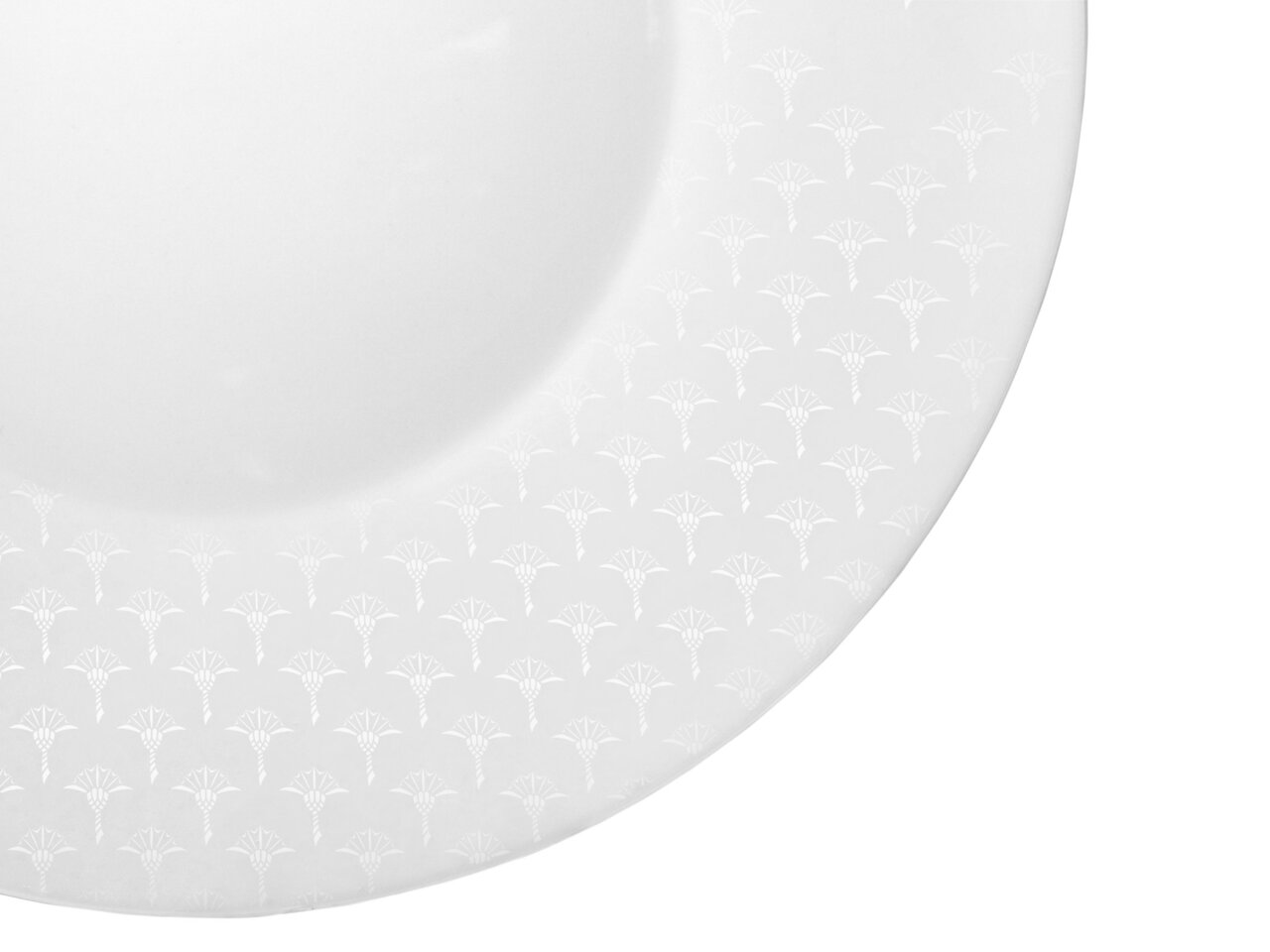 Eleganter Platzteller in Weiß mit dezentem Muster, Draufsicht