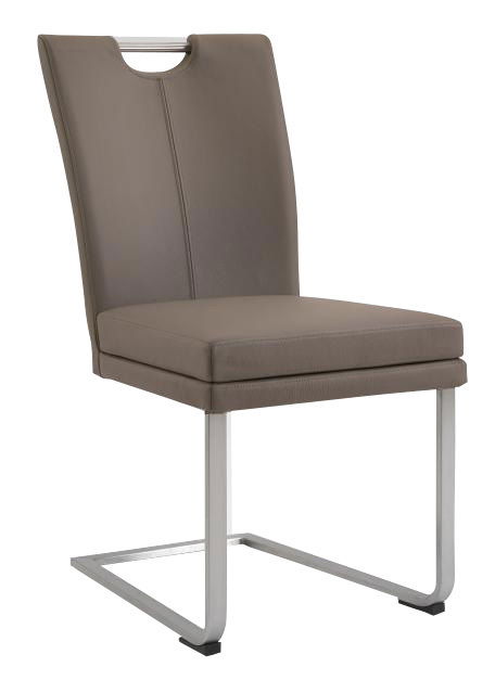 Valdera Freischwinger-Stuhl COLORA Freischwinger-Stuhl in braunem Leder mit modernem Design, seitliche Perspektive