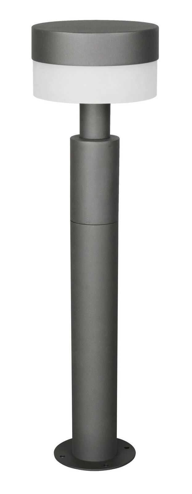 Moderne LED-Pollerleuchte in zylindrischer Form, seitliche Perspektive