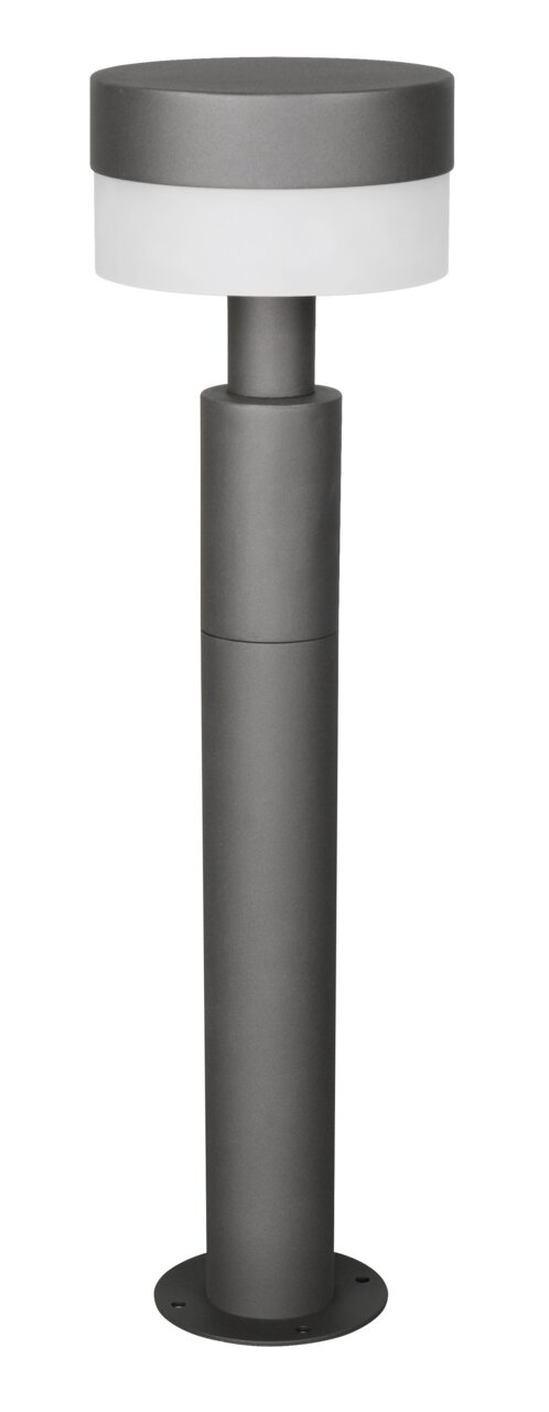 Moderne LED-Pollerleuchte in zylindrischer Form, seitliche Perspektive