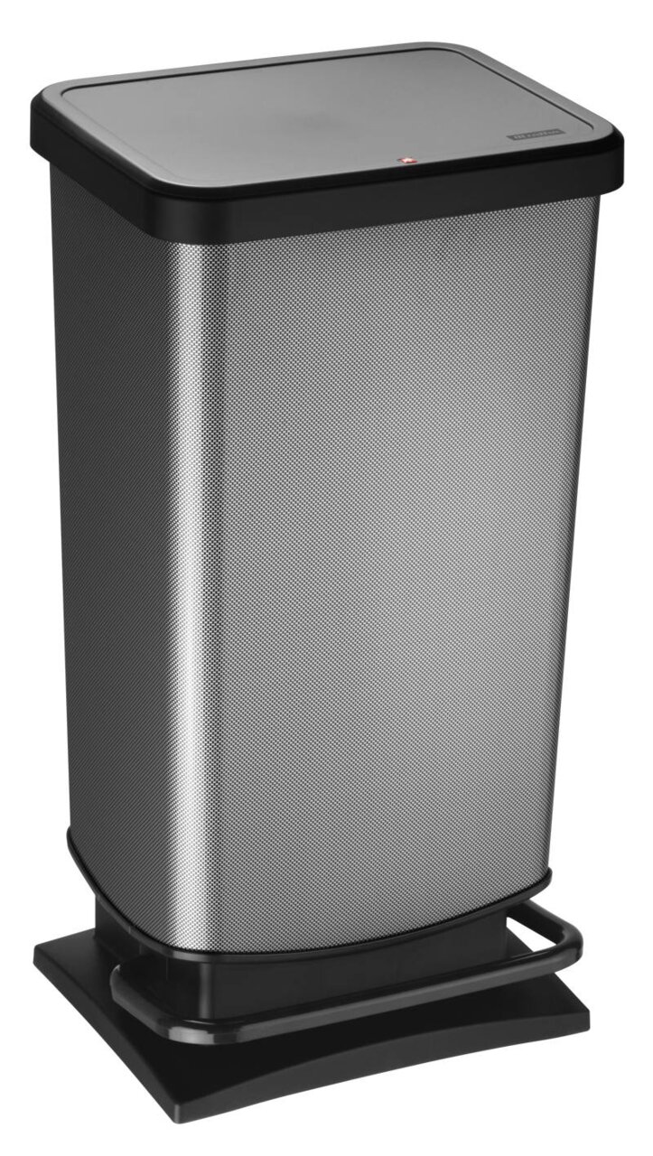 Treteimer Paso 40L in Carbon-Optik, seitliche Perspektive