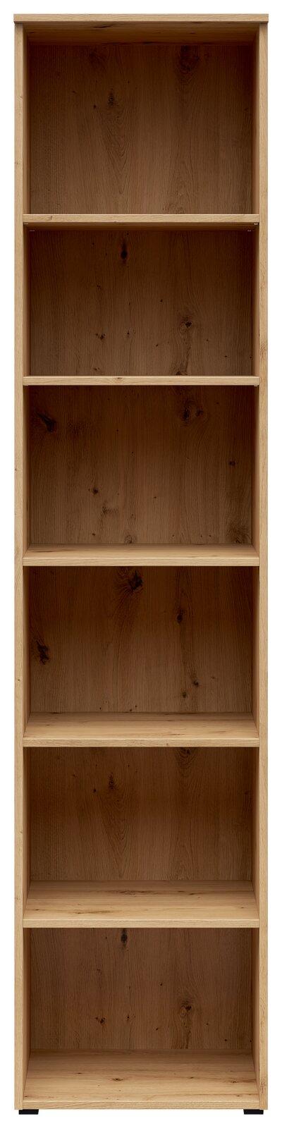 Holzregal mit fünf offenen Fächern, frontale Ansicht