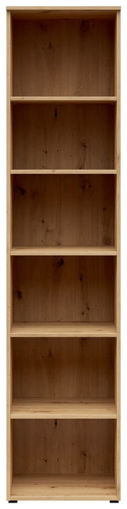 Holzregal mit fünf offenen Fächern, frontale Ansicht