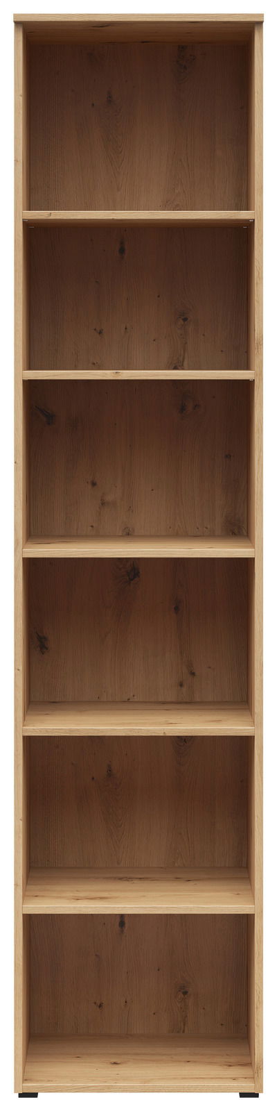 Holzregal mit fünf offenen Fächern, frontale Ansicht