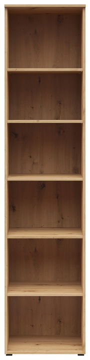 Holzregal mit fünf offenen Fächern, frontale Ansicht