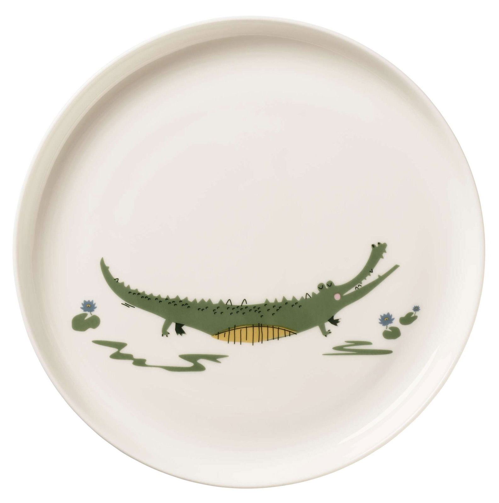 Kinderteller mit Krokodil-Design, Vogelperspektive
