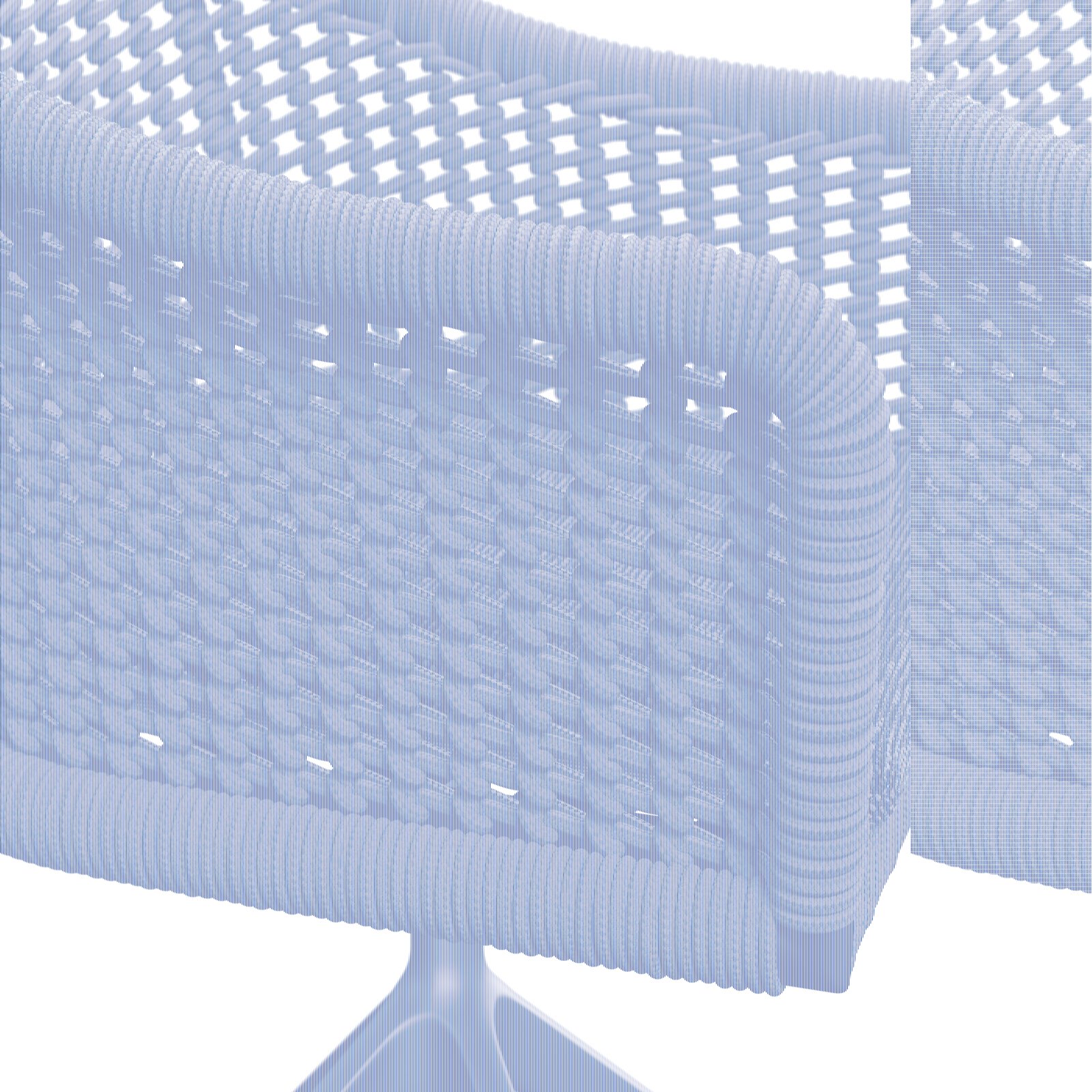 Rückansicht eines Armlehnstuhls mit geflochtenem Seilgeflecht in dunklem Grau.