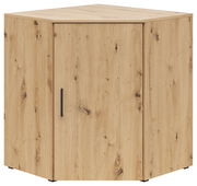 Eckkommode aus hellem Holz mit sichtbarer Maserung, Frontansicht