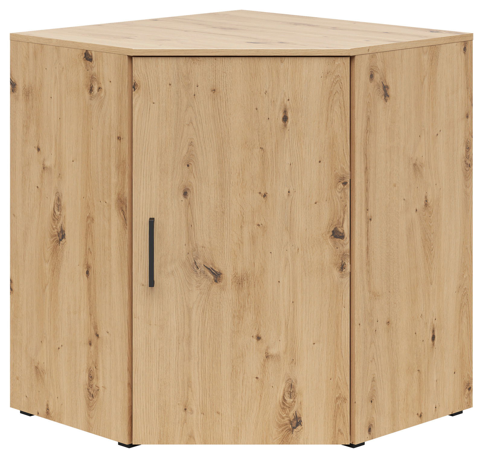 Eckkommode aus hellem Holz mit sichtbarer Maserung, Frontansicht