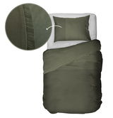 Grüne Bettwäsche 155x220cm mit Kissenbezug, Draufsicht, Detailansicht des Stoffmusters