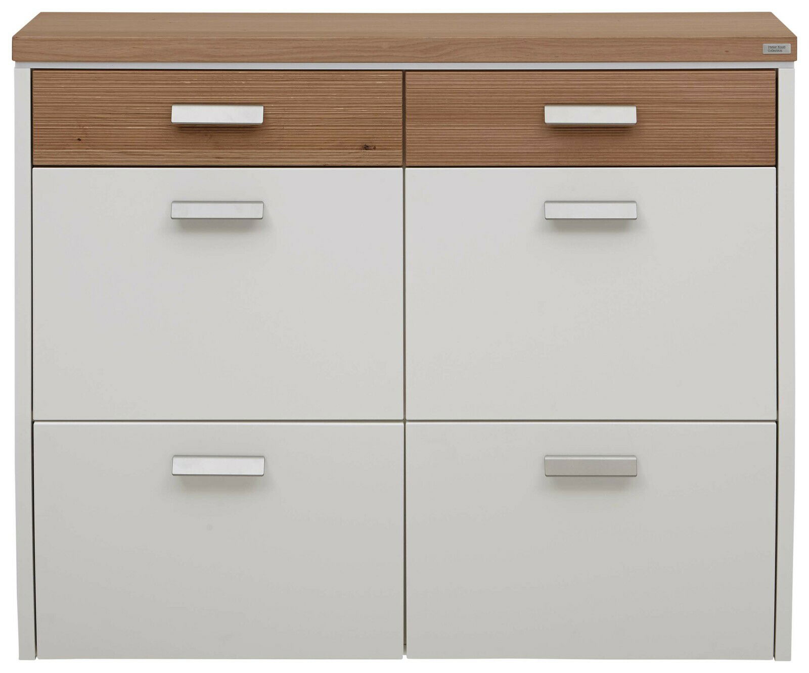 Dieter Knoll Hängeschuhschrank ARCO Moderner Hängeschuhschrank mit zwei Holzschubladen und vier weißen Klappen, Frontalansicht