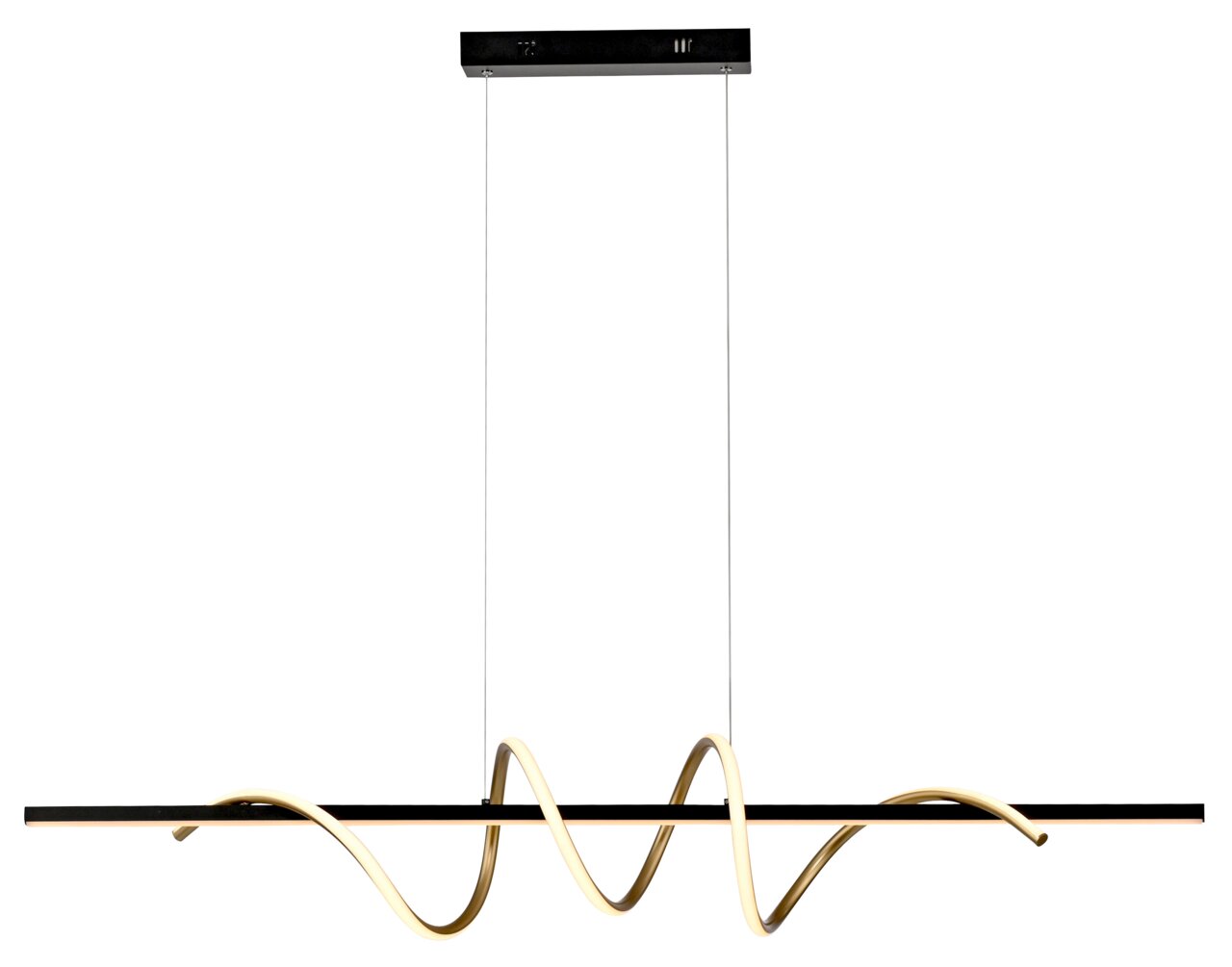Moderne Pendelleuchte EMANDA mit geschwungenem Design, seitliche Perspektive