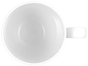 Weiße Tasse mit Henkel, von oben betrachtet