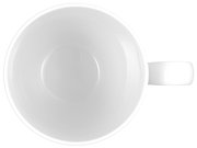 Weiße Tasse mit Henkel, von oben betrachtet