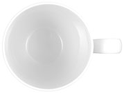 Weiße Tasse mit Henkel, von oben betrachtet
