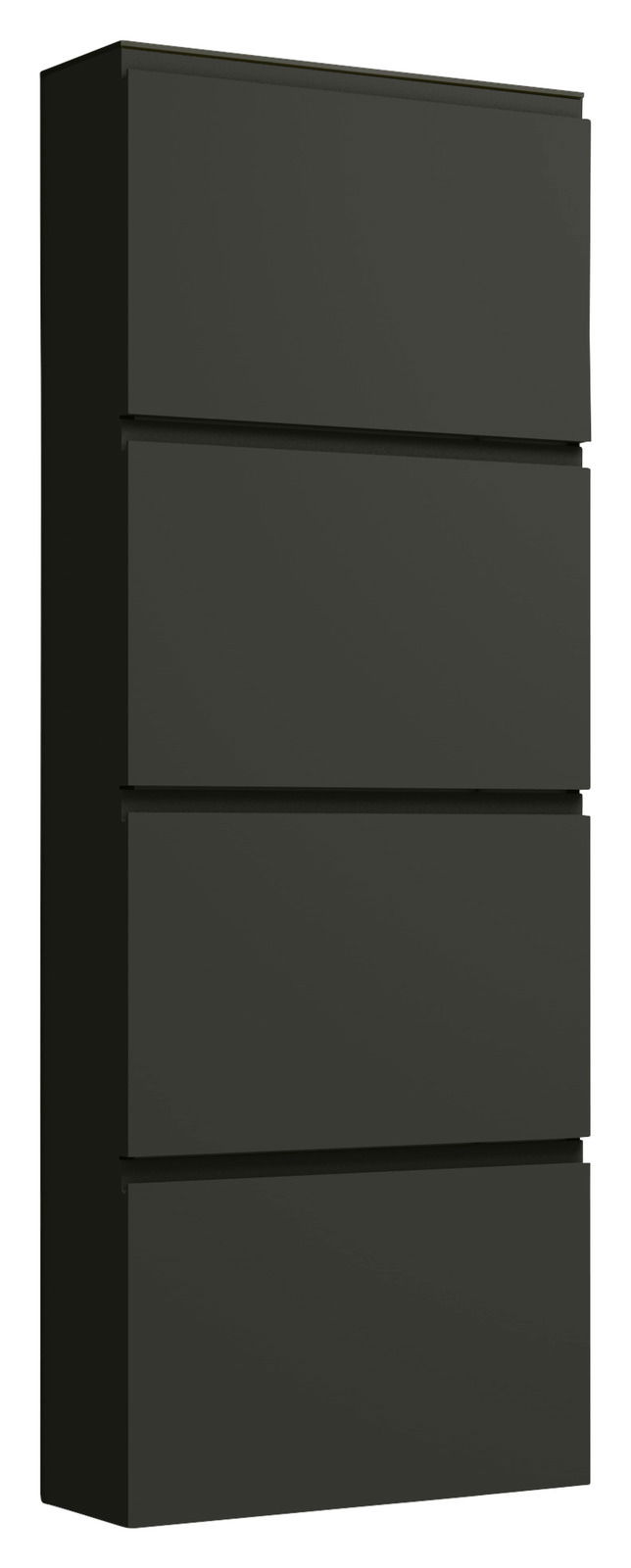 Moderano Hängeschuhschrank LECCO Schwarzer Hängeschuhschrank mit vier Klappen, seitliche Perspektive