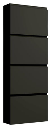 Schwarzer Hängeschuhschrank mit vier Klappen, seitliche Perspektive