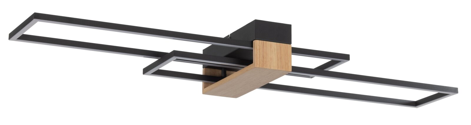 Moderne LED-Deckenleuchte mit geometrischem Design, seitliche Perspektive
