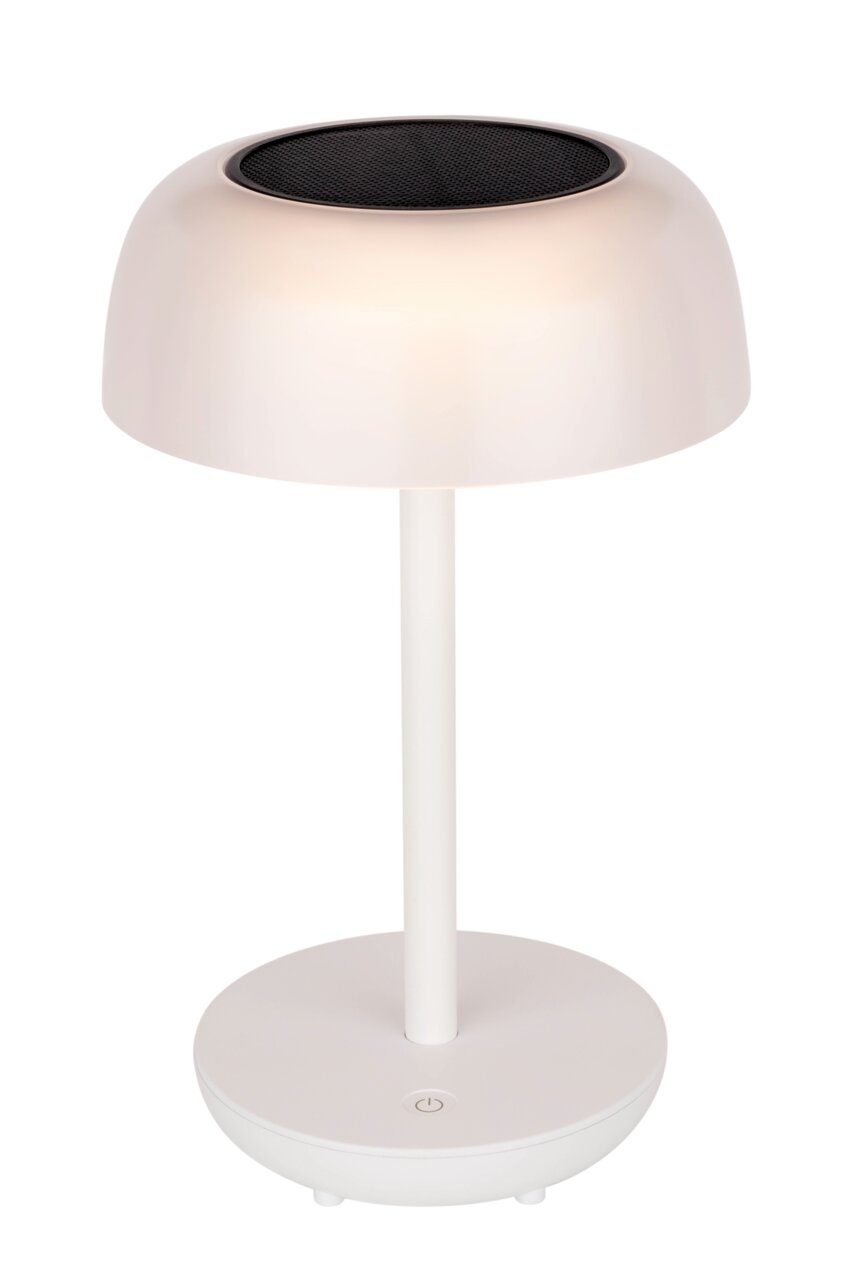 Moderne Solarleuchte in Weiß, seitliche Perspektive