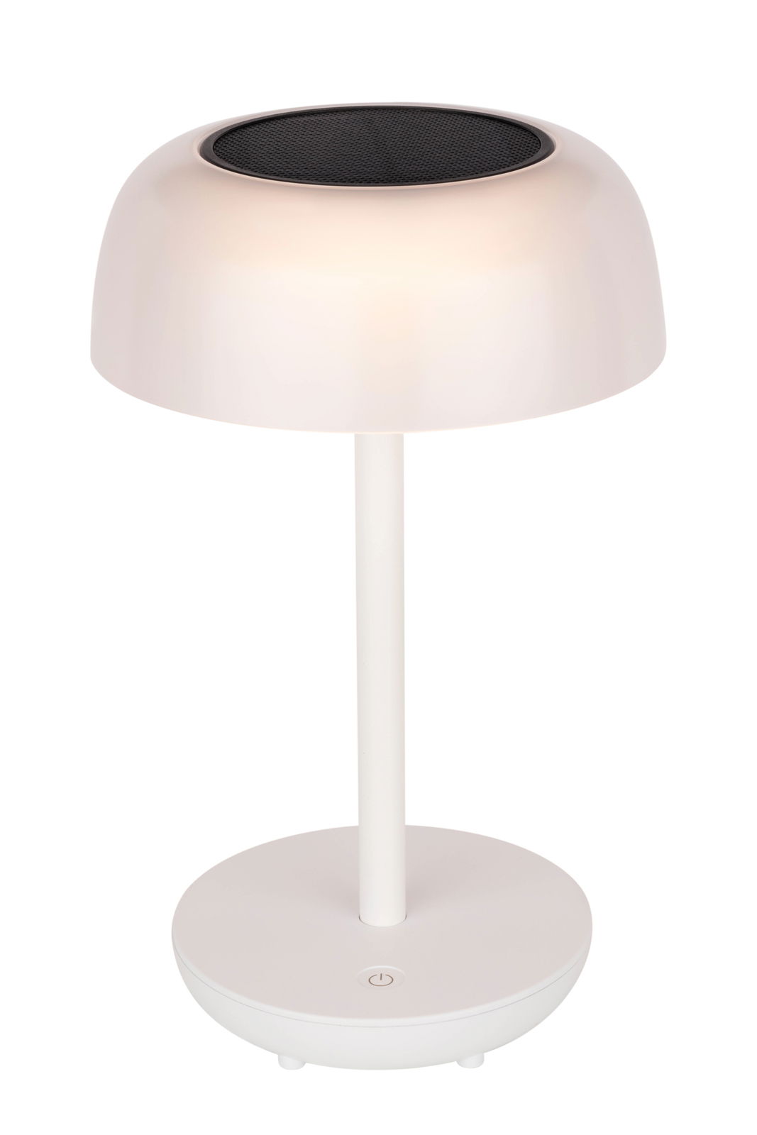 Moderne Solarleuchte in Weiß, seitliche Perspektive