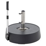 Rollsockel Easy Move Switch in seitlicher Perspektive mit Griff und Edelstahlrohr.