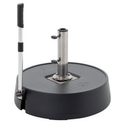 Rollsockel Easy Move Switch in seitlicher Perspektive mit Griff und Edelstahlrohr.