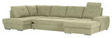 Grünes Ecksofa mit Ottomane, Ansicht von vorne rechts