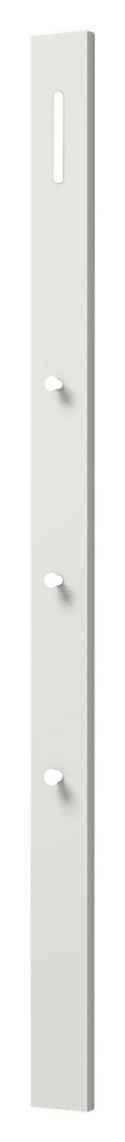 Schmale, vertikale Garderobenleiste mit mehreren Haken, seitliche Perspektive