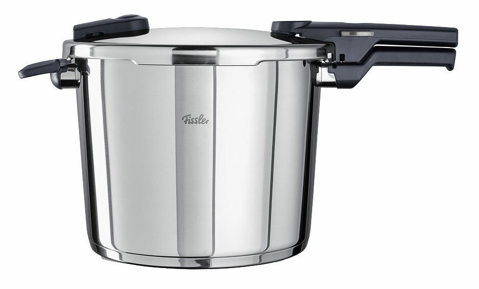 Schnellkochtopf 10,0 Liter aus Edelstahl mit seitlicher Perspektive