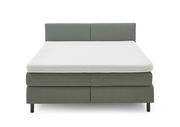 Frontale Ansicht eines Boxspringbetts BX 180/200 mit grauem Stoffbezug und weißer Matratze.