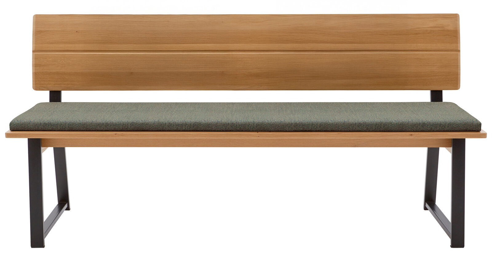 Valnatura Bank 130cm LARINO Holzbank mit grünem Polster, Vorderansicht