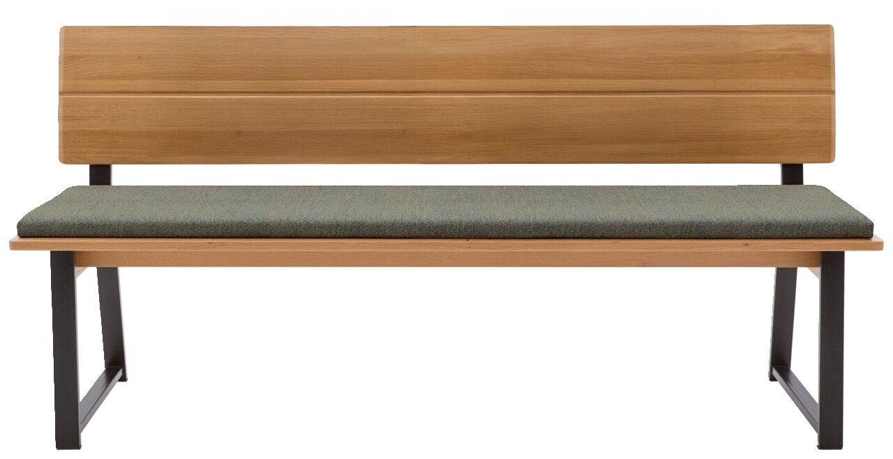 Valnatura Bank 130cm LARINO Holzbank mit grünem Polster, Vorderansicht