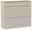 Moderner Hängeschuhschrank in Beige mit drei Fächern, seitliche Perspektive